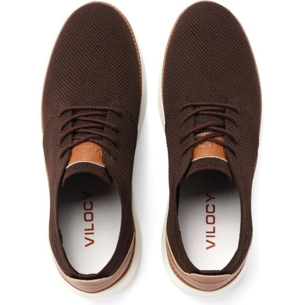 ⚡VILOCY Men's Brown Fashion Business Comfortable Breathable Dress Sneaker - Picture 8 of 8